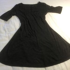 PRANA Nadia Dark Gray Wool Blend Faux Wrap Short Sleeve Dress, Size L